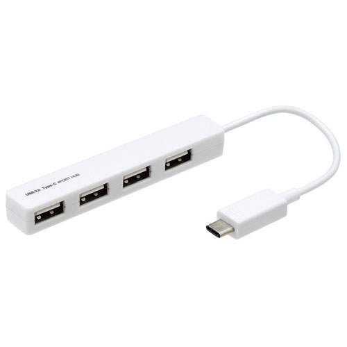 ナカバヤシ UH-C2524W(ホワイト) USB2.0 Type-C 4ポート変換ハブ 10cm ナカバヤシ UH-C2524W(ホワイト) USB2.0 Type-C 4ポート変換ハブ 10cm