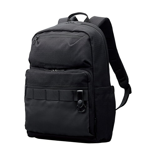 ■日々の通勤に十分な収納力を備えたビジネスバックパックです。■背負うことで両手が空くため、雨の日や自転車移動などの際も快適に動けます。■使用頻度や大きさに合わせて使い分けられる6つのポケット付き。外出中でも、使いたいものを必要なときにサッと取り出せます。BMBPSDBK容量：約20L 外形寸法：約W300×約D140×約H460mm ※ハンドル・ショルダーベルト含まず 気室数：1(メイン気室)内寸：パソコン用オープンポケット:約W255×約D27×約H365mm ※15.6インチノートパソコンの参考収納寸法 PC収納部内寸備考：※内寸と収納できるパソコンの外寸は異なる場合がございます。詳しくはエレコムホームページの対応表でご確認ください。 ポケット(前面)：ファスナーポケット×2、仕分けスリーブ付きファスナーポケット×1 ポケット(背面)：ファスナーポケット×1 ポケット(側面)：オープンポケット×2 ポケット(気室内)：パソコン用オープンポケット(起毛)×1、タブレット用オープンポケット(起毛)×1、オープンポケット×2、オープンポケット(ストレッチメッシュ)×2 カラー：ブラック 材質：ポリエステル 質量：約640g 対応モデル：〜15.6インチ ノートパソコン 表面加工：撥水加工(表生地)その他：YKK製ファスナー採用日々の通勤に十分な収納力を備えたビジネスバックパック