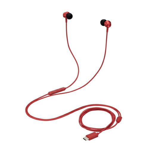 Rakuten - エレコム(ELECOM) EHP-DF11CMRD レッド タイプCイヤホン マイク付き カナル型 耳せんタイプ 有線1.2m