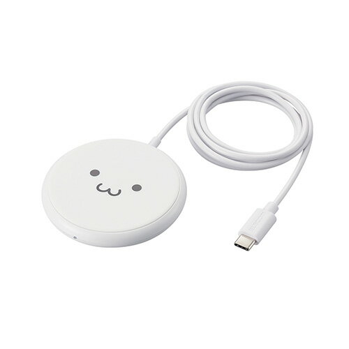 エレコム(ELECOM) W-QA25-WF(しろちゃん) ワイヤレス充電器 Qi認証 5W 卓上 滑り止めパッド ケーブル一体 エレコム(ELECOM) W-QA25-WF(しろちゃん) ワイヤレス充電器 Qi認証 5W 卓上 滑り止めパッド ケーブル一体
