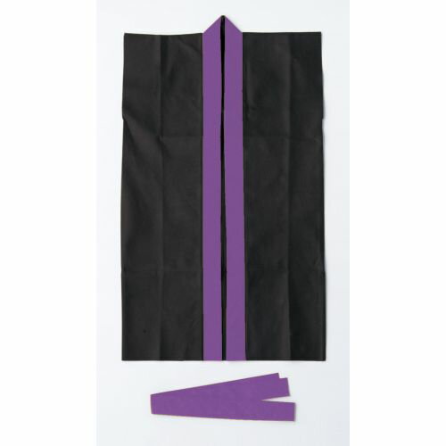 アーテック ロングハッピ不織布 黒(紫襟)J ハチマキ付 4567 運動会　発表会　応援　応援団　チーム　ダンス　装飾　衣装　法被　半纏　エイサー　よさこい　お祭り　祭