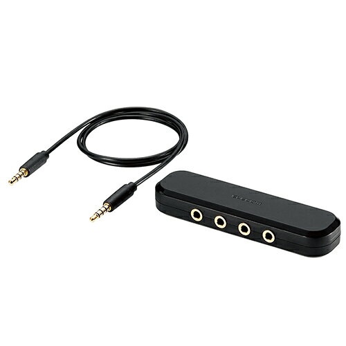 エレコム(ELECOM) EHP-35AD03BK ブラック イヤホンジャック オーディオ分配アダプター 3分配 4極 φ3.5/0.5m