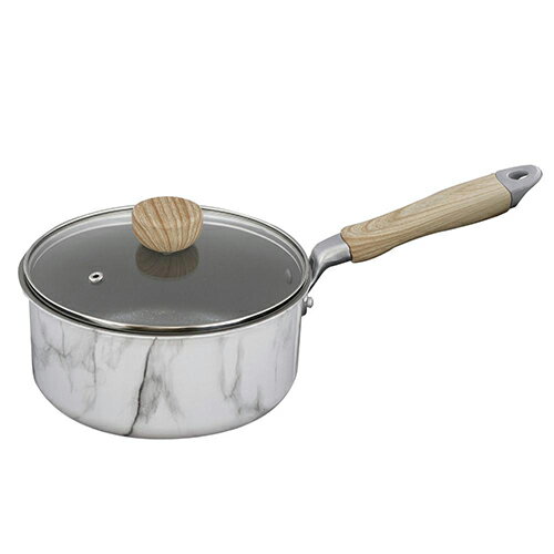 Ih Incompatible - ベストコ NX-141(ホワイト) 片手鍋 18cm ソースパン IH ガス火対応 大理石柄 MARBLE KITCHEN
