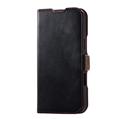 エレコム(ELECOM) PM-A24BPLFYBK ブラック iPhone 16 Plus用ケース レザー 手帳型 マグネット フラップ 衝撃吸収 スリム