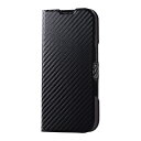 エレコム(ELECOM) PM-A24CPLFUCB(カーボンブラック) iPhone16 Pro用ケース レザー 手帳型 マグネット フラップ 衝撃吸収(2)