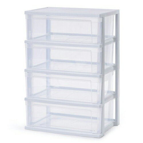 アイリスオーヤマ(Iris Ohyama) NSW-544 ホワイト/クリア ワイドチェスト