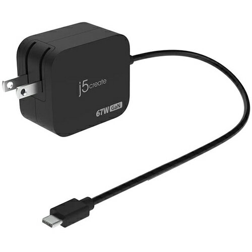 ジェイファイブ クリエイト JUP1565N(ブラック) 67W GaN USB-Cケーブル付き PD充電器 ジェイファイブ クリエイト JUP1565N(ブラック) 67W GaN USB-Cケーブル付き PD充電器