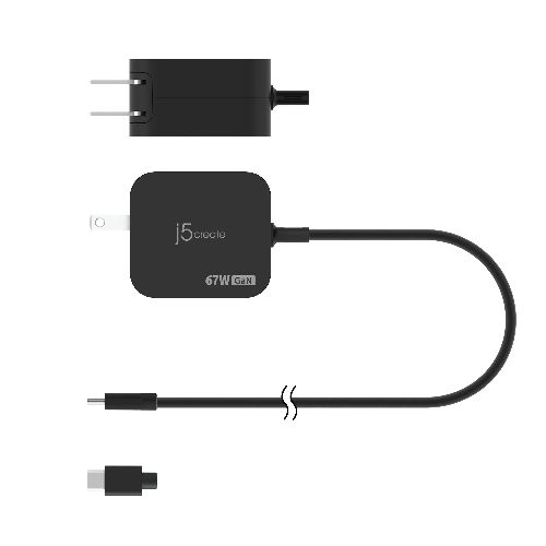 ジェイファイブ クリエイト JUP1565N(ブラック) 67W GaN USB-Cケーブル付き PD充電器