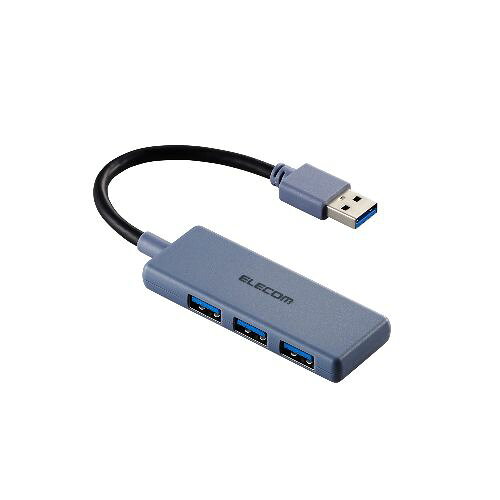 Option - エレコム(ELECOM) U3H-H030NV ネイビー USB ハブ USB3.2 Gen1 USB-A×3 バスパワー コンパクト 薄型 ケーブル長10cm