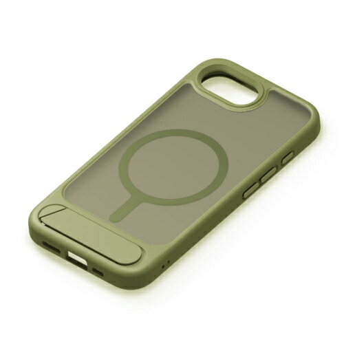 PGA PG-25KMH11GR マットカーキー iPhone 16e用 MagSafe対応 スタンド付ハイブリッドケース 背面ケース PG25KMH11GR