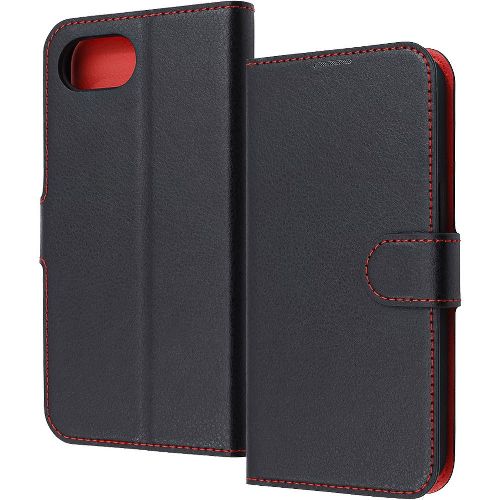 ray-out(レイ・アウト) RT-P50ELC1/BR ブラック_レッド iPhone 16e用 Like standard 耐衝撃 マグネットベルト シンプル 手帳型レザーケース