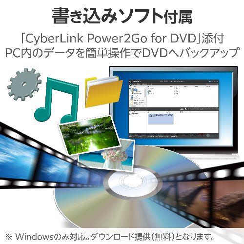 ワンズマート楽天市場店のロジテック(LOGITEC) LDR-PXA8CU2LWH ホワイト 外付け DVDドライブ CD / DVD USB 2.0 Type-Cケーブル付属 書込み/再生 バスパワー M-DISC対応 超薄型｜アングル3