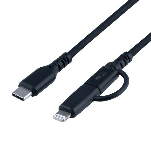ミヨシ SCL-AD01BK(ブラック) Lightningアダプタ付きUSB PDケーブル 0.15m