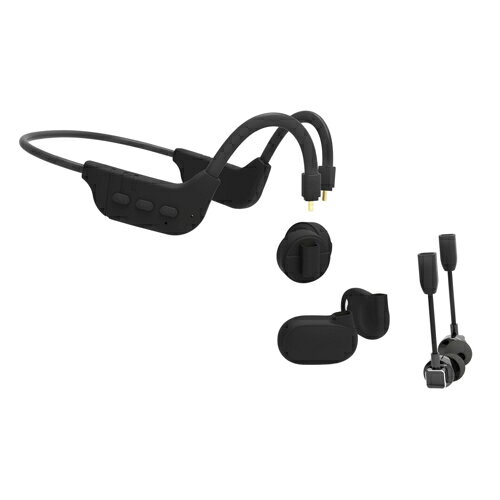 グリーンハウス 3in1ワイヤレスイヤホン Bluetooth 5.3 骨伝導空気伝導カナル型 GH-OWSE-BK ブラック