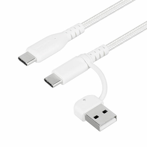 オウルテック(OWLTECH) OWL-CBA5ACC15-WH(ホワイト) 断線に強い 最大PD60W充電/データ転送 USB Type-A/USB Type-C to USB Type-C 2in1ケーブル 1.5m オウルテック(OWLTECH) OWL-CBA5ACC15-WH(ホワイト) 断線に強い 最大PD60W充電/データ転送 USB Type-A/USB Type-C to USB Type-C 2in1ケーブル 1.5m