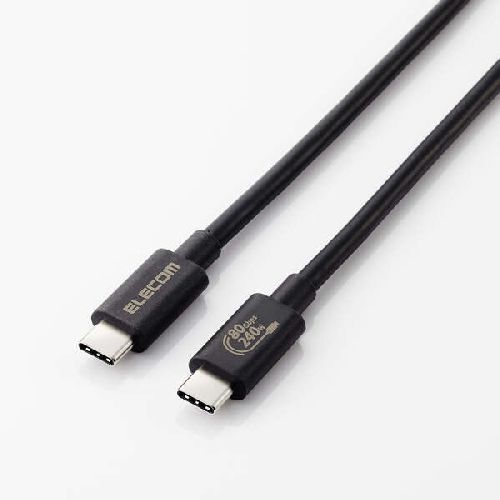 エレコム(ELECOM) USB4-V2CCE10NBK(ブラック) USB 80Gbps(USB4 Version2.0)認証ケーブル 1m