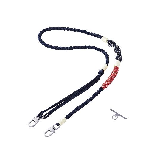 エレコム(ELECOM) P-STSDH1KNNV ネイビー スマホストラップ 編みロープタイプ ショルダー 首掛け 長さ調整可 ストラップホルダーシート付 iPhone/Android対応 落下防止