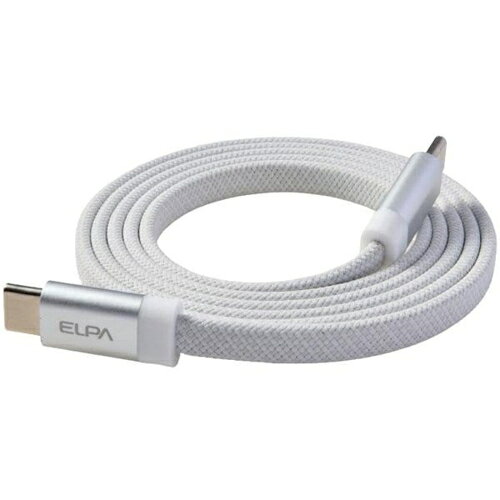 エルパ(ELPA) MCA-FCC1060WH ホワイト フラットマグネットUSBケーブル マグピタ USB C to C 1m PD60W 絡まないケーブル