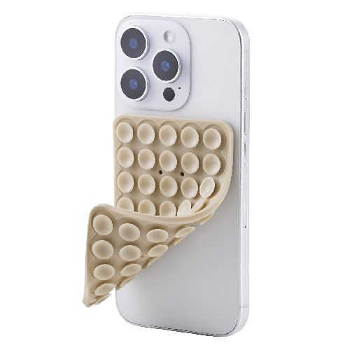 エレコム(ELECOM) P-TKPTSUC01BG ベージュ スマホホルダー 両面吸盤 全機種対応 強力固定 動画視聴 自撮り 壁鏡ガラス貼付 シリコン コンパクト