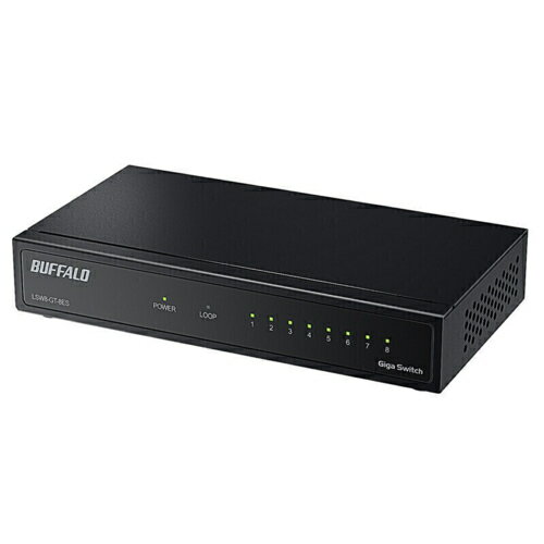 バッファロー(BUFFALO) LSW8-GT-8ES/BK Giga8ポート スイッチングハブ 電源外付け 金属筐体 マグネット付属