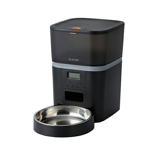 其它 - エレコム(ELECOM) PET-AF01BK ブラック 自動給餌器 猫 中小型犬 4L 1匹用 録音可 タイマー式 1日6食
