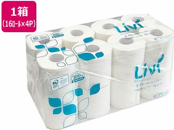 卫生纸 - その他 ユニバーサルペーパー/リビィトイレットペーパー シングル 100m 16ロール 4P