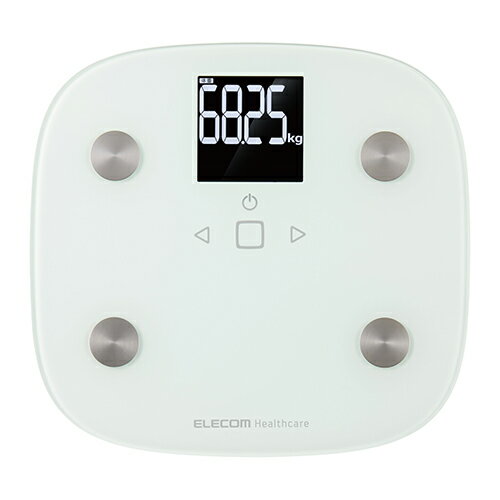 エレコム(ELECOM) HCS-FS010LWH ホワイト 体組成計 体重計 内臓脂肪レベル30段階 50g単位 大きな文字表示 文字高40mm バックライト