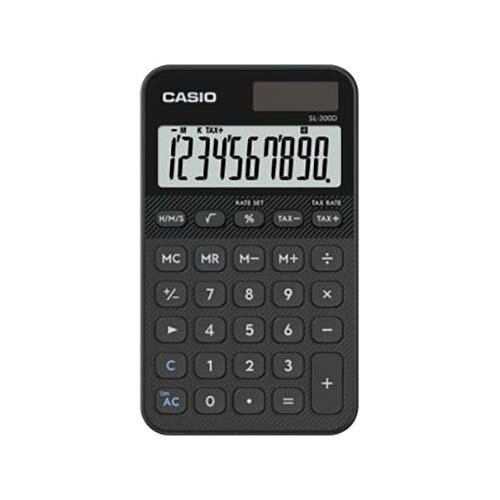 CASIO(カシオ) SL-300D-BK-N ブラック 電卓 手帳サイズ 10桁 税計算 ルート計算 時...