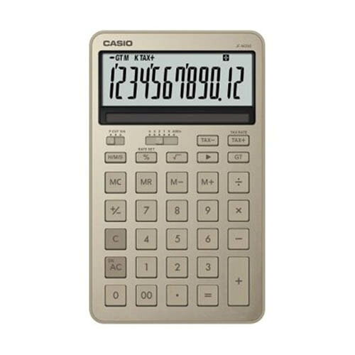 CASIO(カシオ) JF-M200-GD-N シャイニーゴールド 電卓 ジャストサイズ 12桁 税計算 ルート 時間計算 エコマーク認定