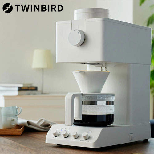 『取寄品』コーヒーメーカー 全自動 ミル付き 3杯用 ホワイト CM-D457W ツインバード『送料無料（一部地域除く）』
