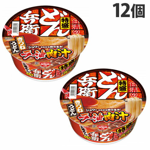 『賞味期限：24.04.24』日清食品 どん兵衛 特盛ラー油肉汁 きつねうどん 150g×12個のサムネイル