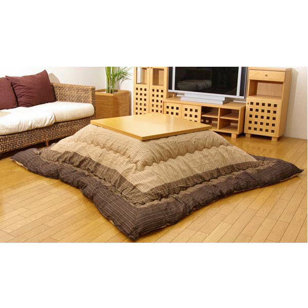 イケヒコ ゆかり こたつ厚掛け布団 205×205cm ブラウン[ こたつ こたつ布団 厚掛け 和モダン しじら織り ]『代引不可』『送料無料（一部地域除く）』