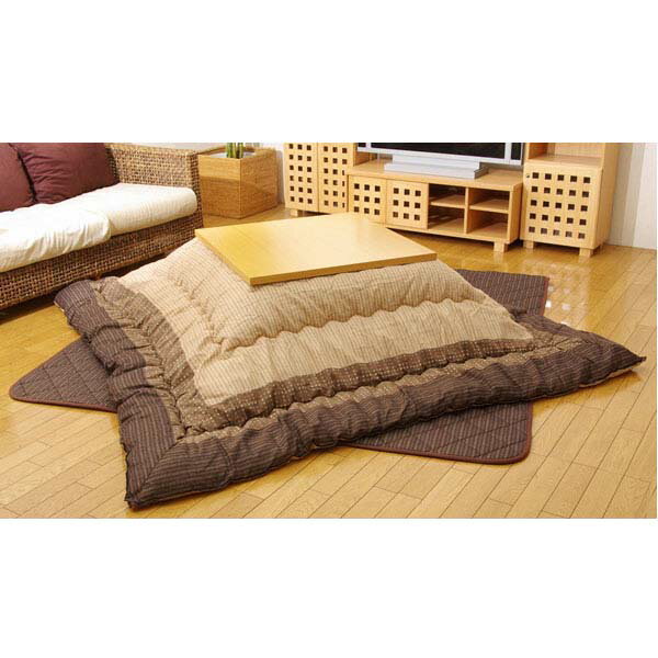 イケヒコ ゆかり こたつ厚掛け・敷布団セット ブラウン 205×245cm[ こたつ こたつ布団 厚掛け 敷布団 ラグ セット ]『代引不可』『送料無料（一部地域除く）』