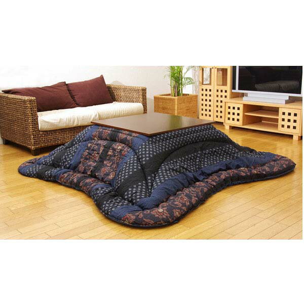 イケヒコ 万葉 こたつ厚掛け布団 205×205cm ブルー [ こたつ こたつ布団 厚掛け 厚掛け布団 和モダン ]『代引不可』『送料無料（一部地域除く）』