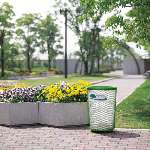 テラモト 屋外屑入 グランドコーナー R430丸32 ホワイト 【代引不可】【送料無料（一部地域除く）】