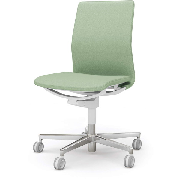 【受注生産品】 コクヨ(KOKUYO) オフィスチェア FABRE(ファブレ) ローバック プレーンタイプ ポリッシュ脚 ホワイトフレーム 肘なし オパールグリーン C01-P101CU-W2J2J1 【代引不可】【送料無料（一部地域除く）】