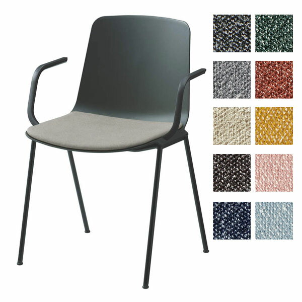 オカムラ チェア プック ブラックフレーム ブラックシェル 肘付 座パッド付 L681GB [ Puc オフィス家具 家具 椅子 ミーティングチェア ]『代引不可』『送料無料（一部地域除く）』