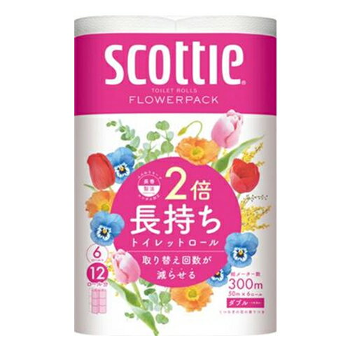 日本製紙クレシア スコッティ フラワーパック 2倍長持ち 香り付き ダブル 6ロール 家庭紙 トイレットペーパー トイレ…