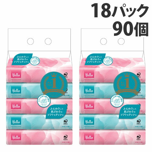 ハローソフトパックティッシュ 150組 90個 5個 18パック [ 詰替 ソフトパック ティッシュペーパー ティッシュ ソフトパック ハロー まとめ買い 大容量 ] 送料無料 一部地域除く 