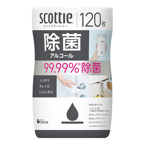 ウェットティッシュ アルコール スコッティ 除菌 本体 120枚のサムネイル