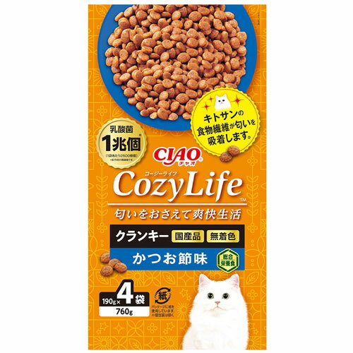 いなば CozyLife クランキー 総合栄養食 かつお節味 190g×4袋入 P-332 猫 ねこ ネコ 猫用 ごはん ペットフードのサムネイル
