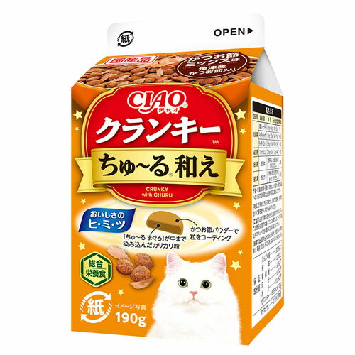 いなば CIAO クランキー ちゅ〜る和え 総合栄養食 かつお節ミックス味 焼津産かつお節入り 190g P-382 猫 ねこ ネコ 猫用 ごはん ペットフードのサムネイル