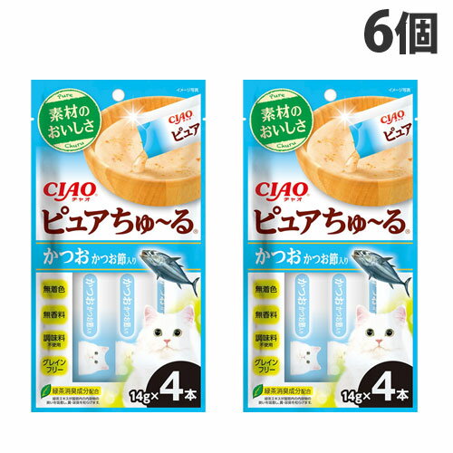 『ゆうパケット配送』 いなば CIAO ピュアちゅ～る かつお かつお節入 4本入×6個 猫用 猫用おやつ ちゅーる チャオちゅーる ペットフード『代引不可』『送料無料（一部地域除く）』