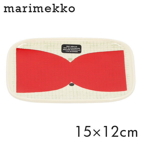 Marimekko マリメッコ Kalendi カレンディ プレート 15×12cm ホワイト×レッド×コーラル ディッシュ 皿 お皿 食器皿 食器 角皿 スクエア