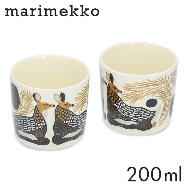 マリメッコ ペウラ コーヒーカップ 取っ手無 200ml 2個セット Marimekko Peura 鹿 シカ 湯呑 湯呑み アイスカップ コップ 食器 北欧食器『送料無料（一部地域除く）』