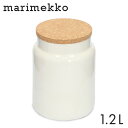 マリメッコ ウニッコ ジャー 蓋付き 1.2L ホワイト Marimekko Unikko 保存容器 小物入れ コルク 蓋 北欧『送料無料（一部地域除く）』
