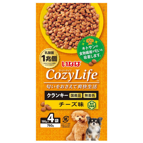 【賞味期限間近】アウトレット【賞味期限：23.10.31】いなば CozyLife クランキー 総合栄養食 チーズ味 190g×4袋入 DD-133のサムネイル