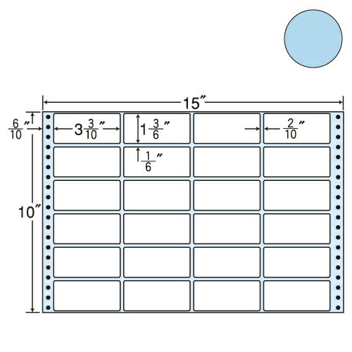 ラベルシール 東洋印刷 M15FB タックシール (連続ラベル) カラータイプブルー 500折【代引不可】【送料無料(一部地域除く)】