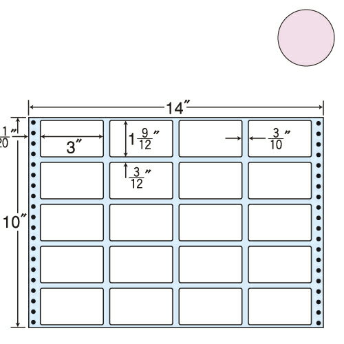 ラベルシール 東洋印刷 MT14JP タックシール (連続ラベル) カラータイプピンク 500折【代引不可】【送料無料（一部地域除く）】