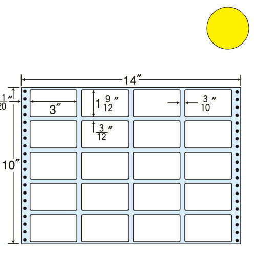 ラベルシール 東洋印刷 MT14JY タックシール (連続ラベル) カラータイプイエロー 500折【代引不可】【送料無料(一部地域除く)】